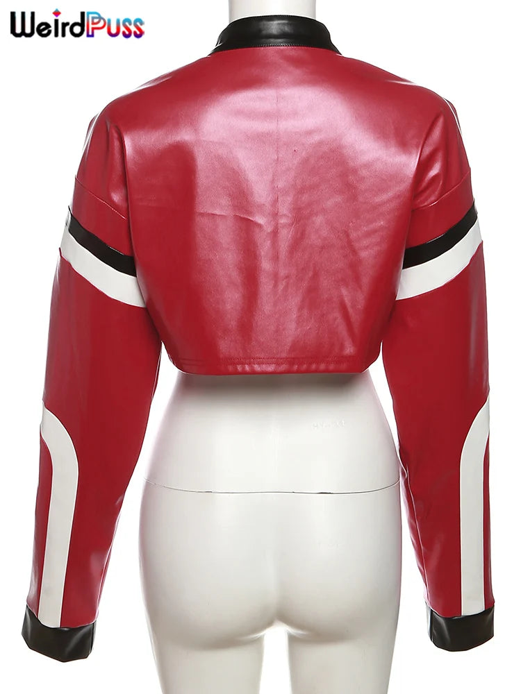 Varsity Crop Leather Jacket1