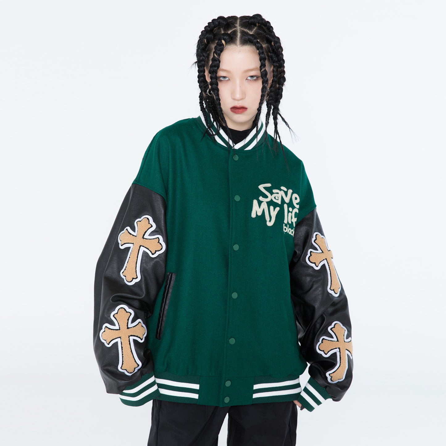 National Tide Hip Hop High Street Cross Embroidered Baseball Jersey