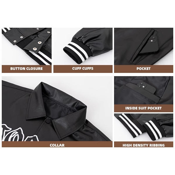 Men's PU Leather American-style Biker Jacket Men's