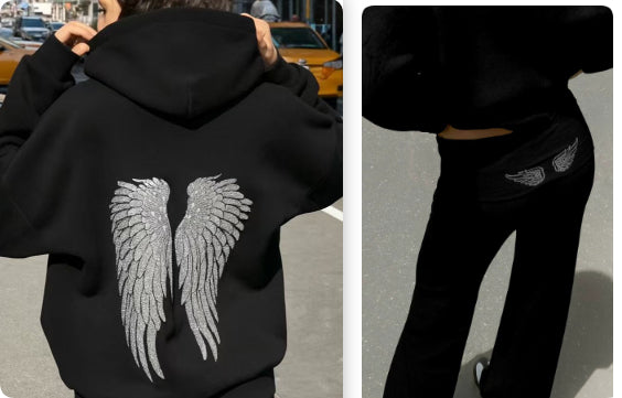 Fashion All-match Solid Color Wings With Paillette Casual Suit