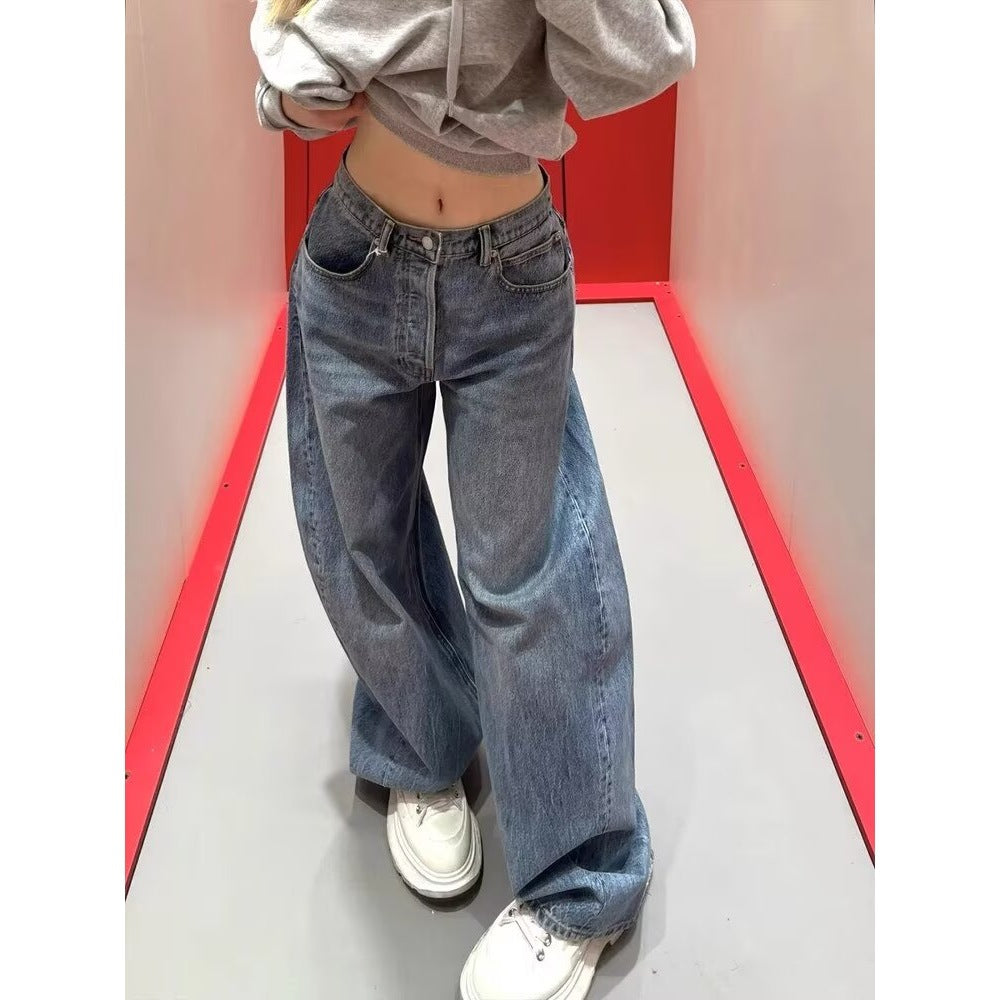 Denim Trousers With Rhinestone Embellishments