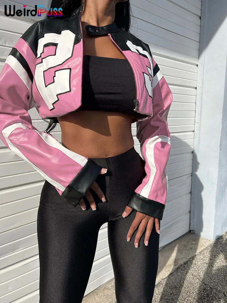 Varsity Crop Leather Jacket1