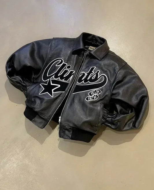 Retro Embroidered Leather Jacket
