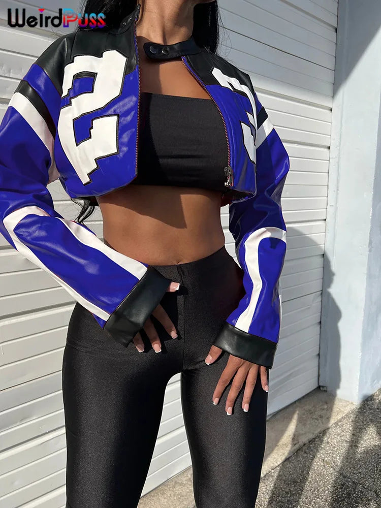 Varsity Crop Leather Jacket