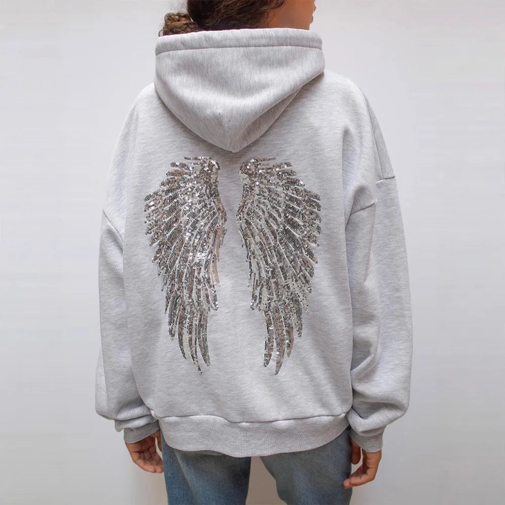 Urban Winged Oversized Hoodie Streetwear Fleece