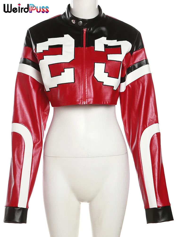 Varsity Crop Leather Jacket