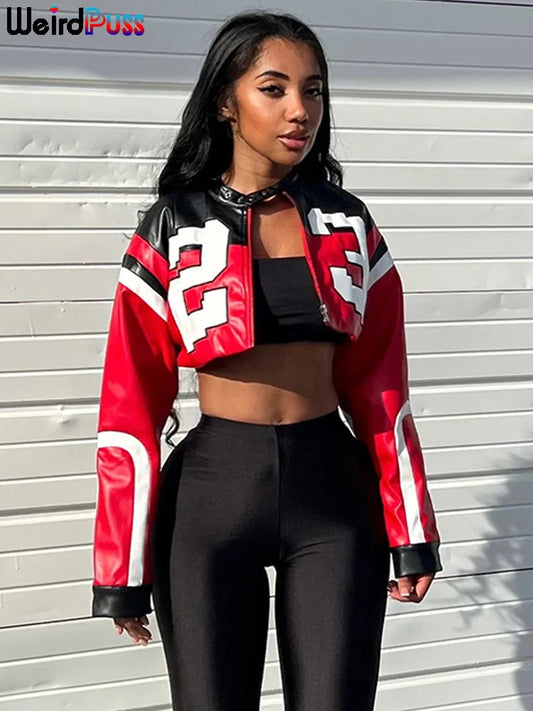 Varsity Crop Leather Jacket