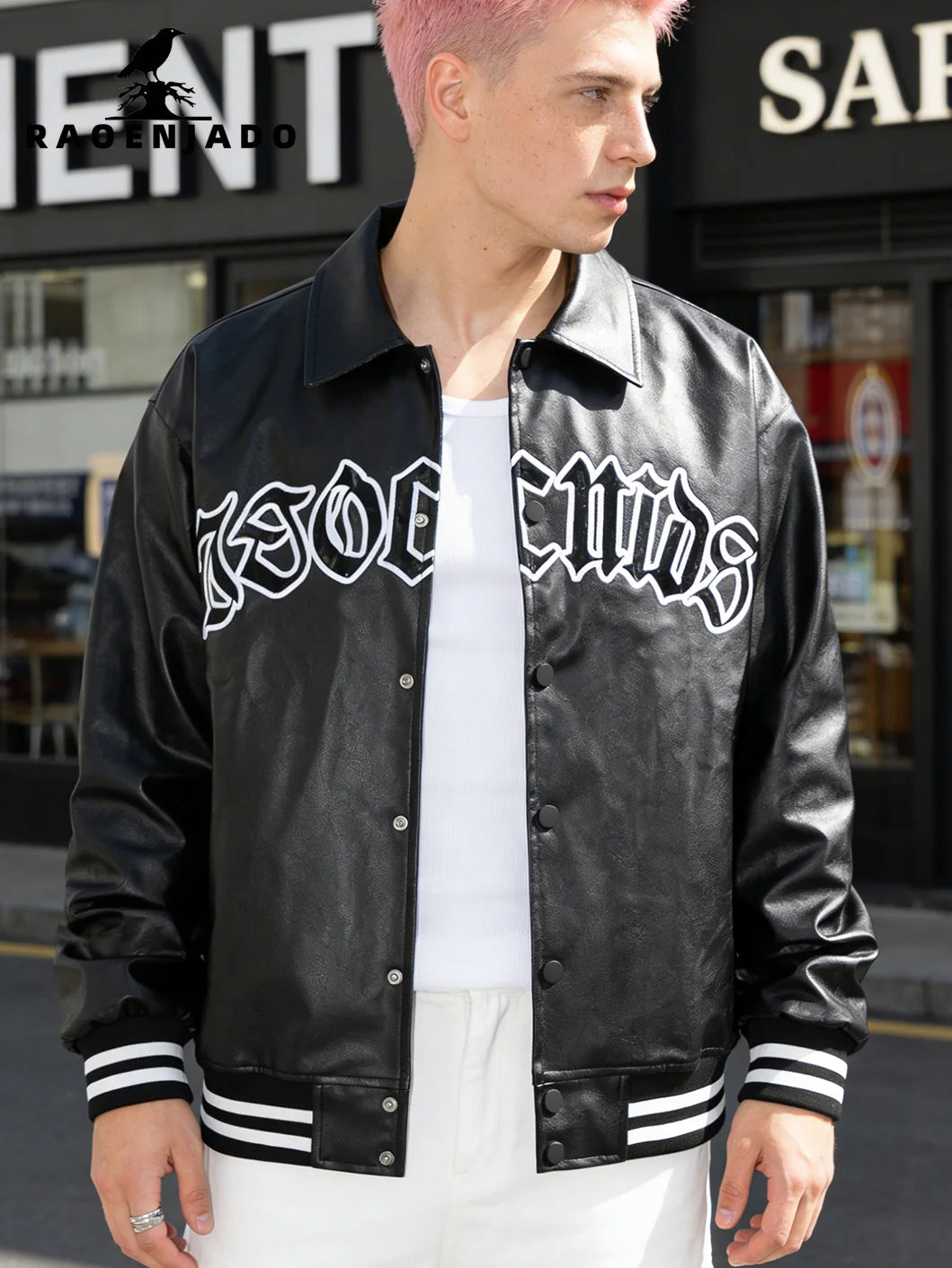 Vintage Varsity Leather-Style Jacket