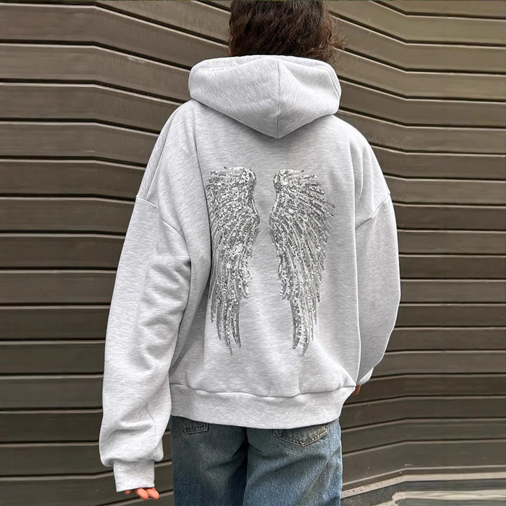 Urban Winged Oversized Hoodie Streetwear Fleece