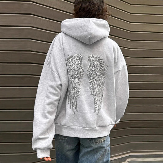 Urban Winged Oversized Hoodie Streetwear Fleece